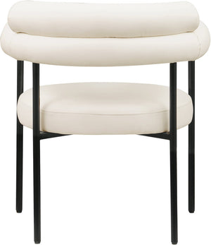 Meridian Furniture Blake Vegan Leather Dining Chair with Curved Back and Matte Black Iron Frame Support Cream 847Cream-C