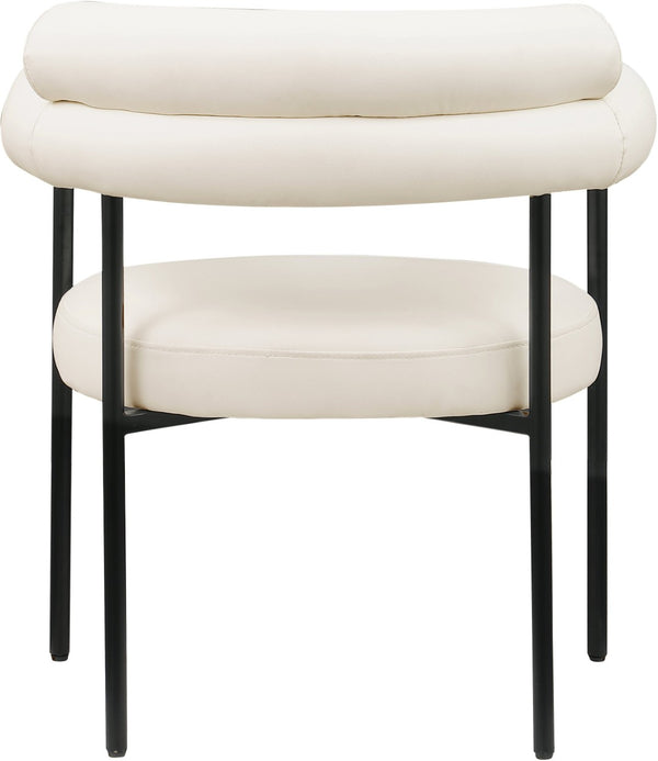 Meridian Furniture Blake Vegan Leather Dining Chair with Curved Back and Matte Black Iron Frame Support Cream 847Cream-C