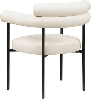 Meridian Furniture Blake Vegan Leather Dining Chair with Curved Back and Matte Black Iron Frame Support Cream 847Cream-C