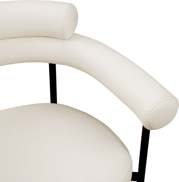 Meridian Furniture Blake Vegan Leather Dining Chair with Curved Back and Matte Black Iron Frame Support Cream 847Cream-C