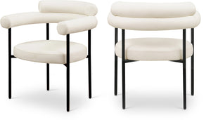 Meridian Furniture Blake Vegan Leather Dining Chair with Curved Back and Matte Black Iron Frame Support Cream 847Cream-C