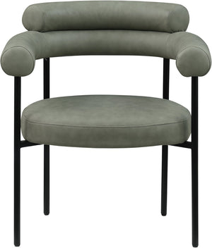 Meridian Furniture Blake Vegan Leather Dining Chair with Curved Back and Matte Black Iron Frame Support Green 847Green-C
