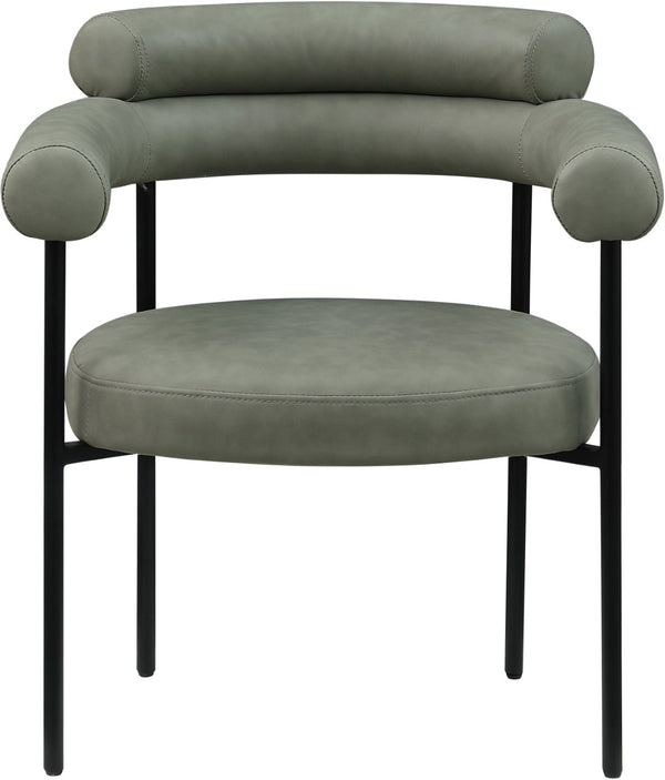 Meridian Furniture Blake Vegan Leather Dining Chair with Curved Back and Matte Black Iron Frame Support Green 847Green-C