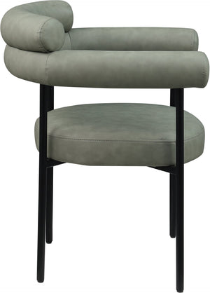 Meridian Furniture Blake Vegan Leather Dining Chair with Curved Back and Matte Black Iron Frame Support Green 847Green-C