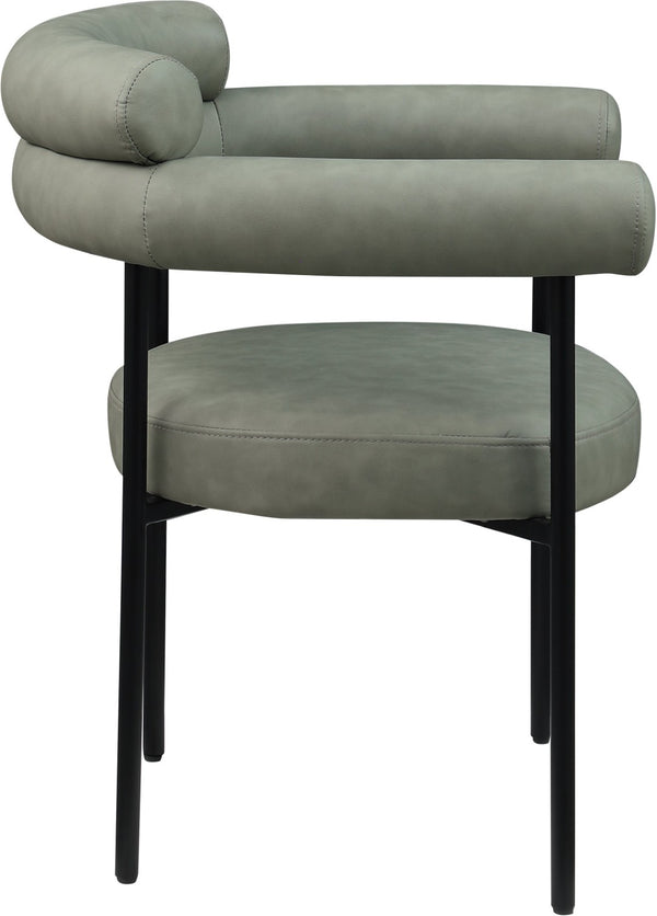 Meridian Furniture Blake Vegan Leather Dining Chair with Curved Back and Matte Black Iron Frame Support Green 847Green-C