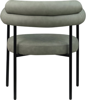 Meridian Furniture Blake Vegan Leather Dining Chair with Curved Back and Matte Black Iron Frame Support Green 847Green-C