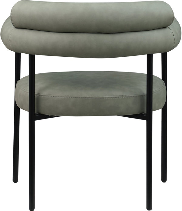 Meridian Furniture Blake Vegan Leather Dining Chair with Curved Back and Matte Black Iron Frame Support Green 847Green-C