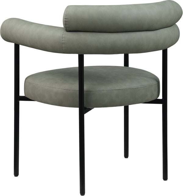 Meridian Furniture Blake Vegan Leather Dining Chair with Curved Back and Matte Black Iron Frame Support Green 847Green-C