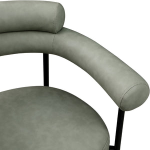 Meridian Furniture Blake Vegan Leather Dining Chair with Curved Back and Matte Black Iron Frame Support Green 847Green-C