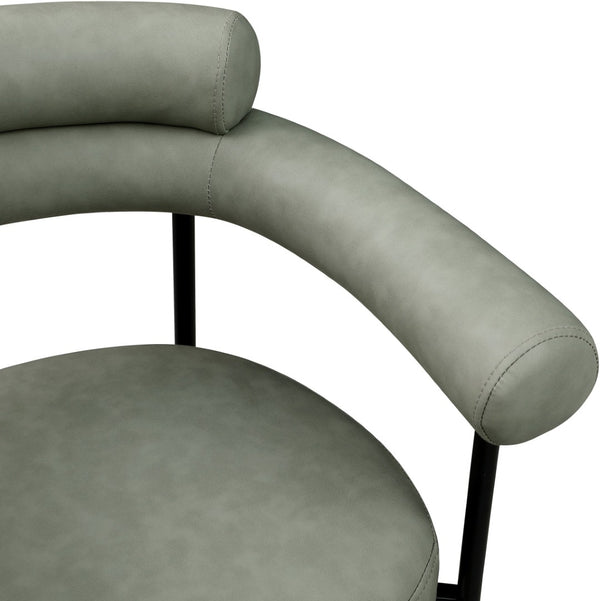 Meridian Furniture Blake Vegan Leather Dining Chair with Curved Back and Matte Black Iron Frame Support Green 847Green-C