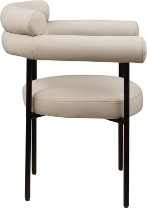 Meridian Furniture Blake Vegan Leather Dining Chair with Curved Back and Matte Black Iron Frame Support Taupe 847Taupe-C