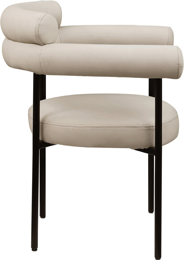 Meridian Furniture Blake Vegan Leather Dining Chair with Curved Back and Matte Black Iron Frame Support Taupe 847Taupe-C