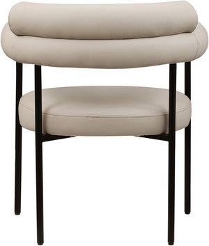 Meridian Furniture Blake Vegan Leather Dining Chair with Curved Back and Matte Black Iron Frame Support Taupe 847Taupe-C