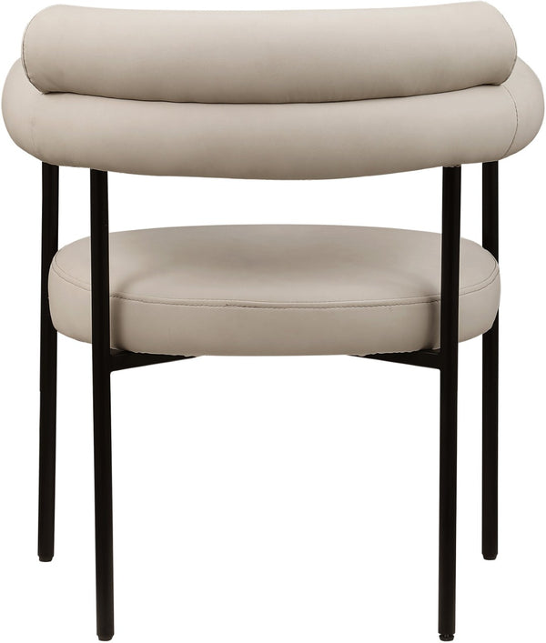 Meridian Furniture Blake Vegan Leather Dining Chair with Curved Back and Matte Black Iron Frame Support Taupe 847Taupe-C