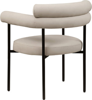 Meridian Furniture Blake Vegan Leather Dining Chair with Curved Back and Matte Black Iron Frame Support Taupe 847Taupe-C