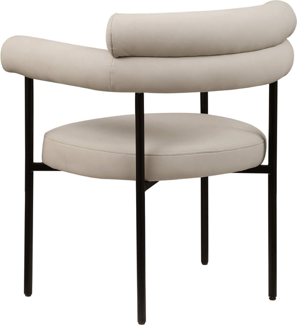 Meridian Furniture Blake Vegan Leather Dining Chair with Curved Back and Matte Black Iron Frame Support Taupe 847Taupe-C
