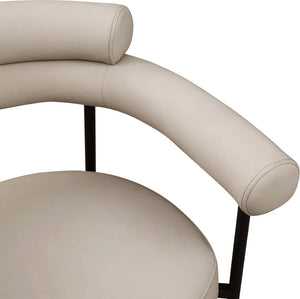 Meridian Furniture Blake Vegan Leather Dining Chair with Curved Back and Matte Black Iron Frame Support Taupe 847Taupe-C