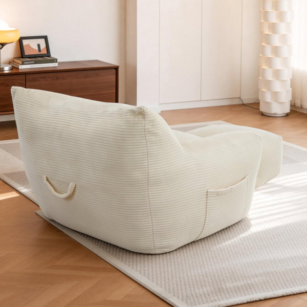 English Elm Bean Bag Chair with Armrests Shredded Foam Fill Oversized Lounge Seat for Adults White W5385P440001