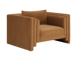 Sunpan Kira Armchair - Modern Design with Soft Geometric Lines, Durable Performance Fabric, Handcrafted Elegance Meg Gold