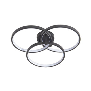 English Elm 20" Modern Black LED Ceiling Light — 3-Ring Flush Mount, Energy-Saving, Sleek Durable Design for Living Room W1340P253585