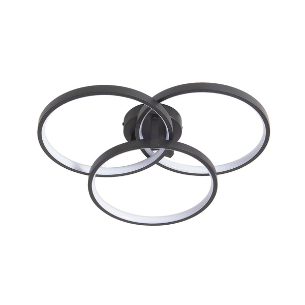 English Elm 20" Modern Black LED Ceiling Light — 3-Ring Flush Mount, Energy-Saving, Sleek Durable Design for Living Room W1340P253585