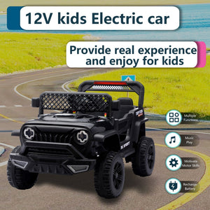 English Elm Ride on Electric Kids Car 12v Luxury Toy with Remote Control Swing and Led Lights Black W1760P358691