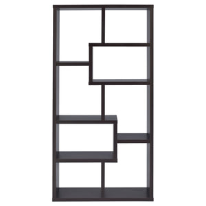 English Elm Geometric Bookcase with 7 Open Shelves for Home Decor, Modern Sturdy Engineered Wood Accent Tower Brown,Cappuccino 71.88 L x 14.14 W x 8.87 H B011P305622