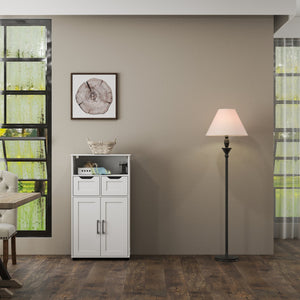 English Elm Farmhouse White Storage Cabinet with Adjustable Shelves, Double Doors, Drawers & Open Display Space W3151P288898