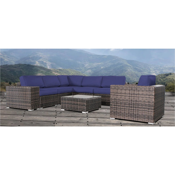 English Elm 5-Person Wicker Patio Set with Cushions Fully Assembled — 7-Piece Weatherproof Aluminum Sofa Set, Plush 5" Cushions Espresso B120S00167
