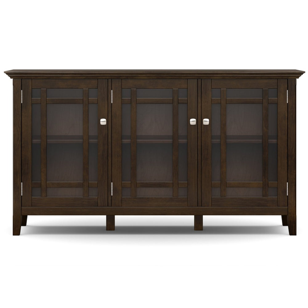 English Elm Bedford Solid Wood Buffet Cabinet with Glass Doors and Brushed Nickel Hardware B136P436037
