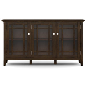 English Elm Bedford Solid Wood Buffet Cabinet with Glass Doors and Brushed Nickel Hardware B136P436037