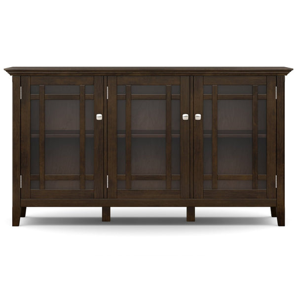 English Elm Bedford Solid Wood Buffet Cabinet with Glass Doors and Brushed Nickel Hardware B136P436037