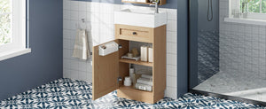 English Elm 18.5" Rustic Bathroom Vanity with Reversible Resin Sink, Wood Grain Melamine, Soft-Close Door, Adjustable Shelf N729P285512N