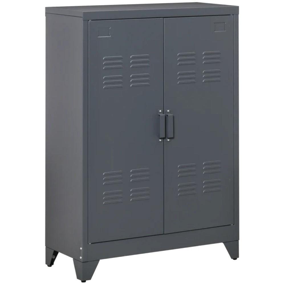 English Elm Stable Steel Locker Cabinet with Vented Doors and Adjustable Shelves for Home Office T3971P466149