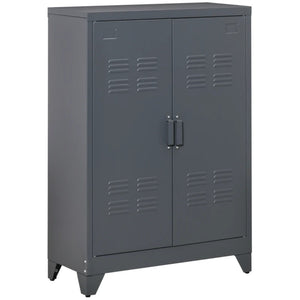 English Elm Stable Steel Locker Cabinet with Vented Doors and Adjustable Shelves for Home Office T3971P466149