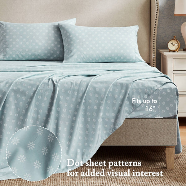 English Elm 7-piece California King Reversible Floral Comforter Set Soft Blue Watercolor Bedding B035P408248