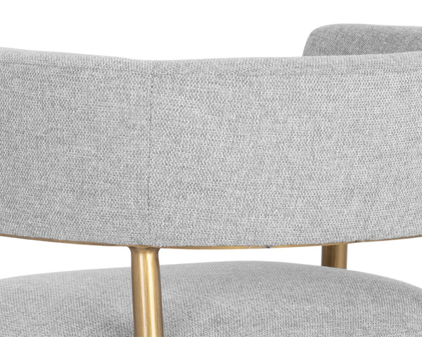 Sunpan MAESTRO Dining Armchair - Luxurious Belfast Heather Grey with Antique Brass Legs for Modern Elegance 107905