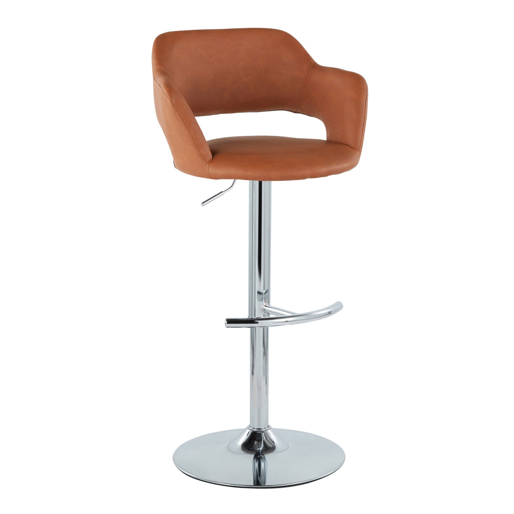 English Elm Margarite Adjustable Barstool Set Of 2 - Stylish Chrome And Brown Faux Leather With 360° Swivel B202S00968