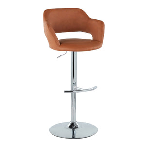 English Elm Margarite Adjustable Barstool Set Of 2 - Stylish Chrome And Brown Faux Leather With 360° Swivel B202S00968