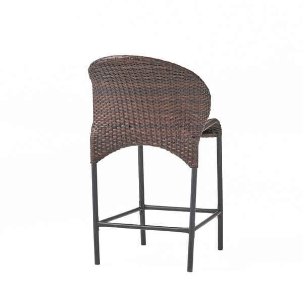 English Elm Rattan Outdoor Counter Stools Set of 4 Pe Wicker Iron Frame Resort Pool Deck N772P368971D