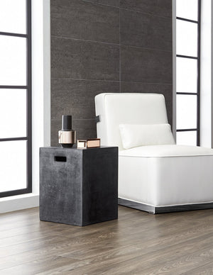 Sunpan CASTOR End Table - Urban Chic Accent Piece with Industrial Concrete Look for Modern Living Spaces White 68016
