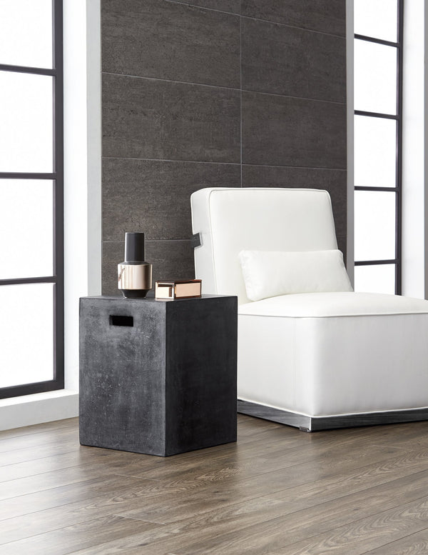 Sunpan Castor End Table - Urban Chic Concrete Design Perfect for Modern Interiors and Stylish Outdoor Spaces White