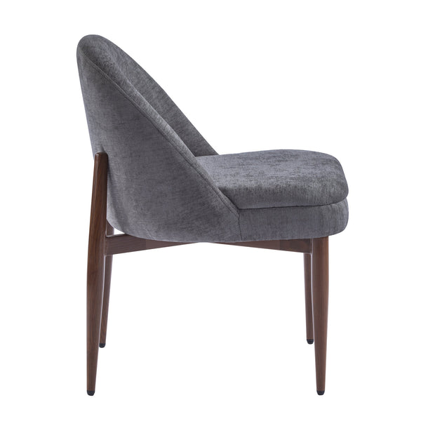 English Elm Christopher Knight Home® - Fabric Chenille Upholstered Iron Dining Chair with Ergonomic Curved Back, Plush Cushioning, Durable Frame Grey,Walnut 27.25 L x 24 W x 22.5 H N776P272026D