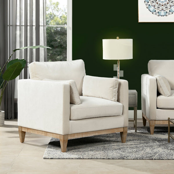 English Elm Jennifer Taylor Home - Knox 36" Modern Farmhouse Arm Chair In French Beige Velvet - Cozy, Durable Comfort For Any Space B2719P238329