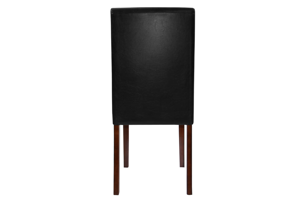 English Elm Modern Cherry and Black 5pc Dining Set with Faux Marble Top, Faux Leather Cushioned Chairs, 48" B011P373215