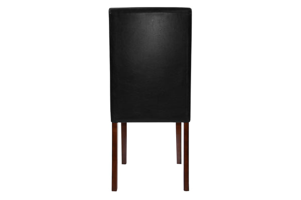 English Elm Modern Cherry and Black 5pc Dining Set with Faux Marble Top, Faux Leather Cushioned Chairs, 48" B011P373215