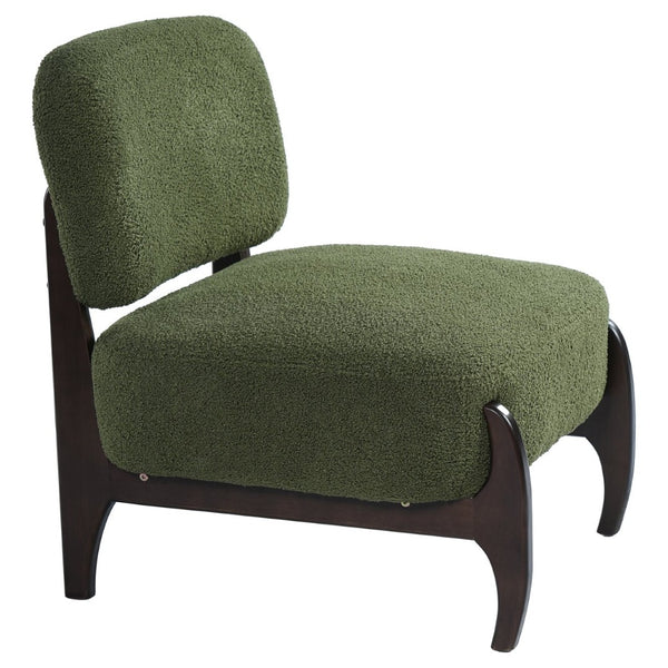 English Elm 26" Boucle Lounge Chair Solid Wood Frame Woven Texture Minimalist Seat for Any Room Green N767P408732D