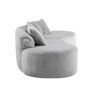 English Elm Modern curved modular sofa with dark plush upholstery, ergonomic design, versatile multi-seat lounge solution for contemporary living rooms LIGHT GREY W3612S00007