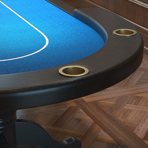 English Elm 96" Oval Casino Poker Table Seats 10 with Speed Cloth Felt Vinyl Armrest Cup Holders Blue W2748S00024