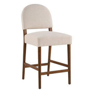 English Elm 26'' Rubberwood Fabric Counterstool Set Padded Backrest Kitchen Island Seating Beige N780P394271B